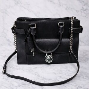 Michael Kors Black Saffiano Leather Satchel Crossbody Purse”